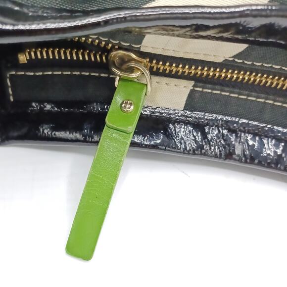 KATE SPADE Zebra Hobo Bag | Iconic | Y2K Canvas & Patent Leather | Green Lining - Picture 15 of 16